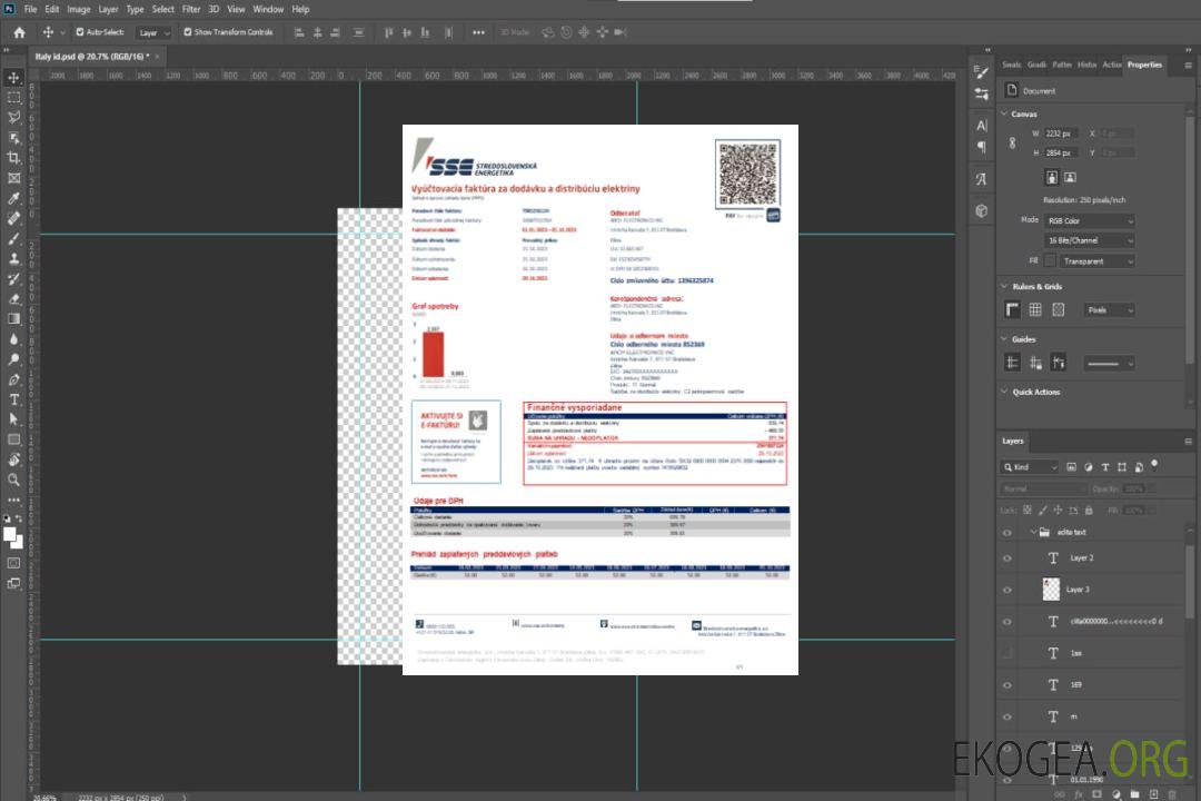 Facture commerciale de Stredoslovenka Energetika, SCR template